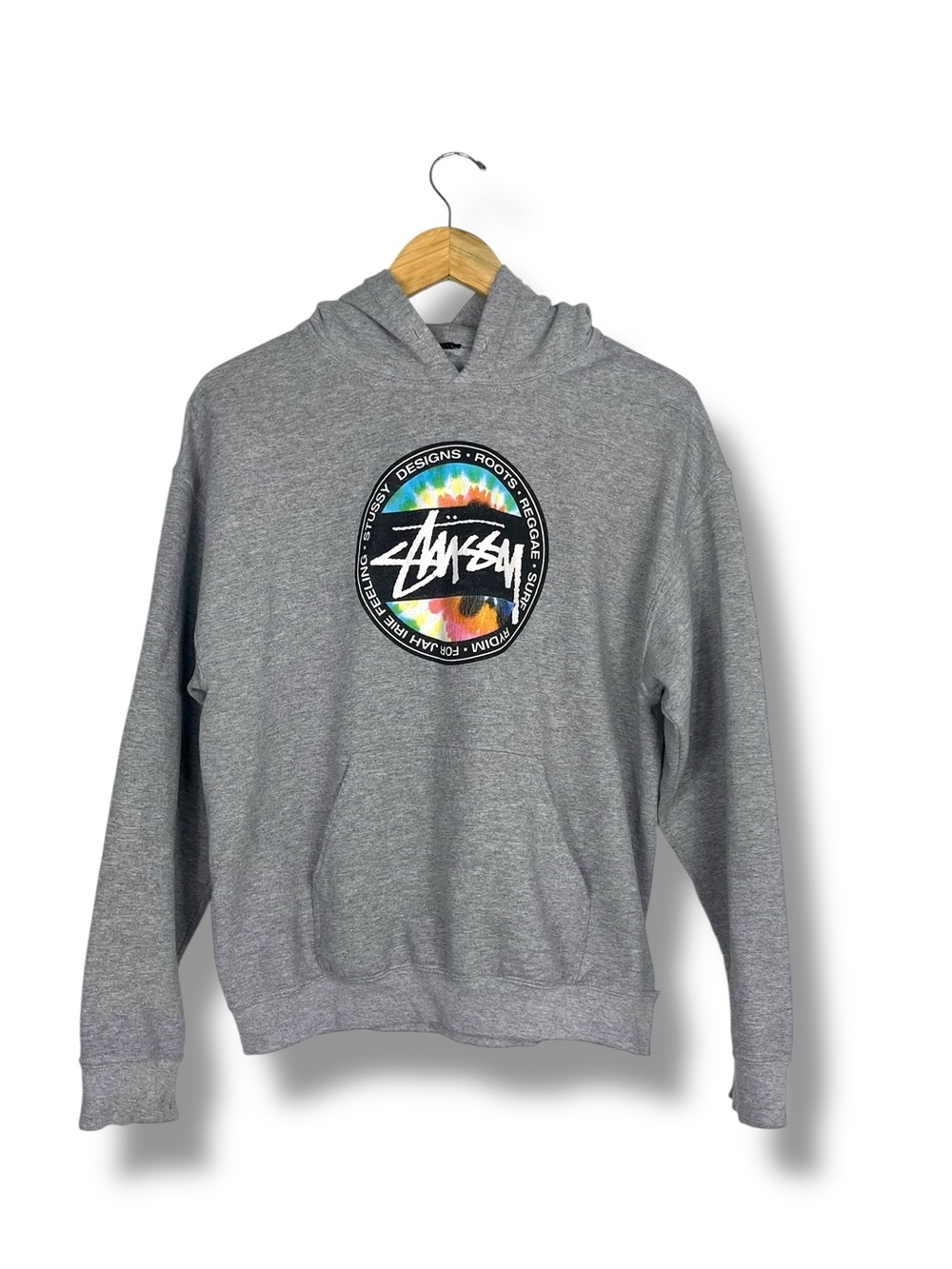Stüssy Roots Reggae Hoodie Surf Rasta Tie Dye Script Logo Y2K Sweatshirt Small